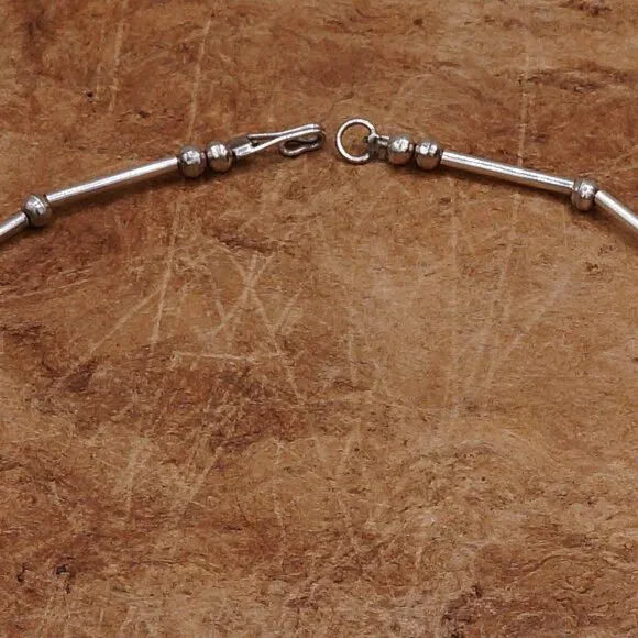 Vintage Native American Modernist Silver Bib Necklace Carlos Diaz Style 17" - Picture 9 of 13